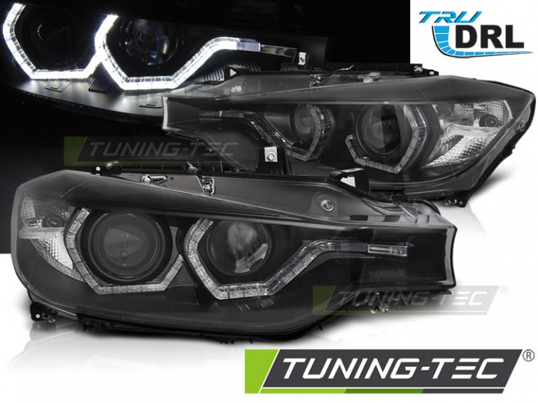 LED Tagfahrlicht Angel Eyes Scheinwerfer für BMW 3er F30/F31 11-15 schwarz